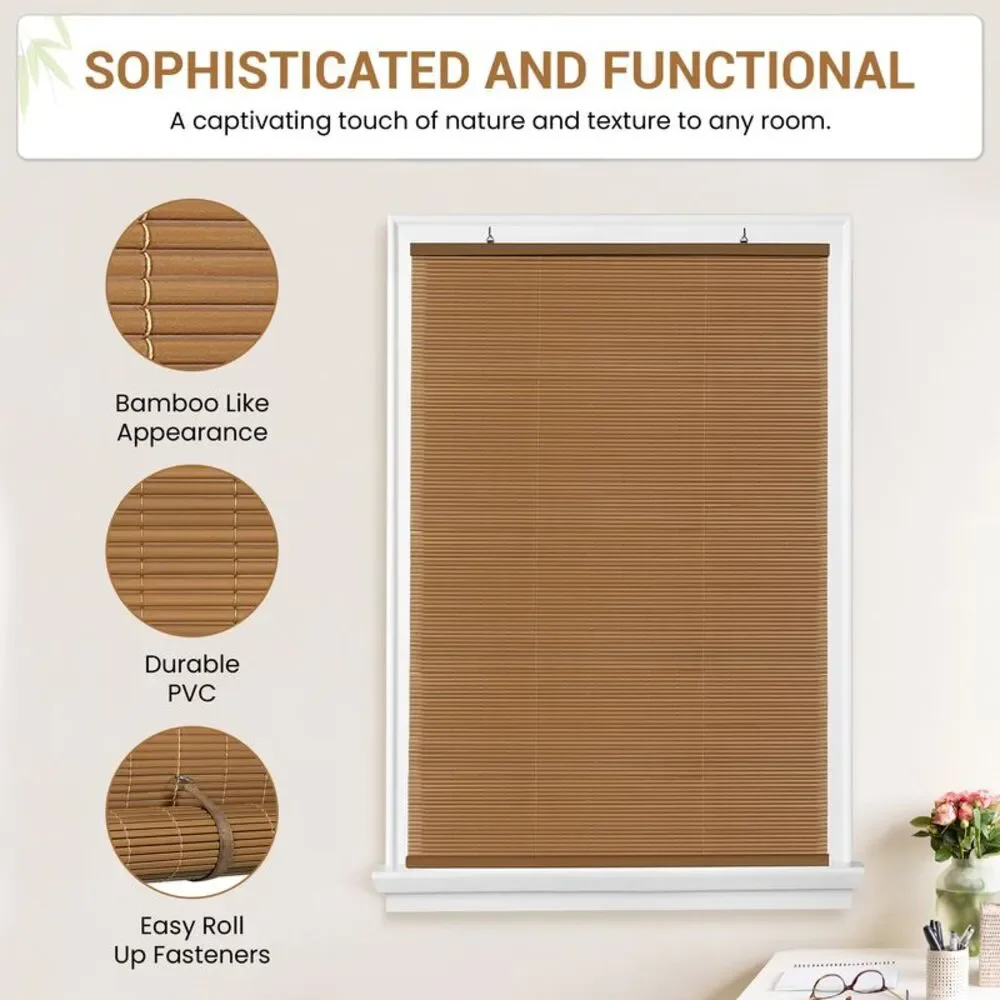 36 x 72 in. Cordless Solstice Vinyl Roll-Up Blind, Woodtone